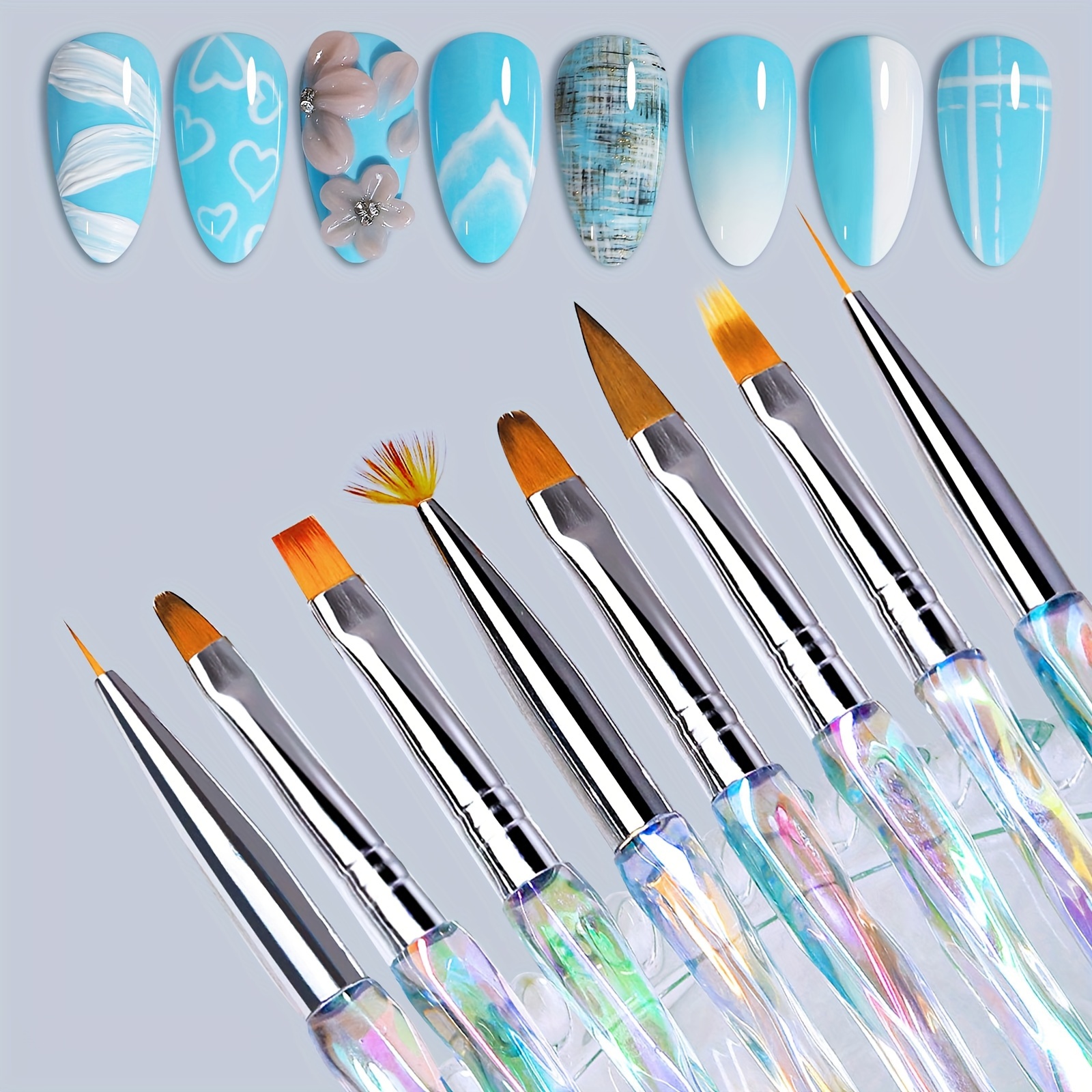 

8 Ab Color Japanese -style Nail Phototherapy Pen Drawing Pen Color Painting Pen Majors A Whole Set Of Nail Tool French Round Head