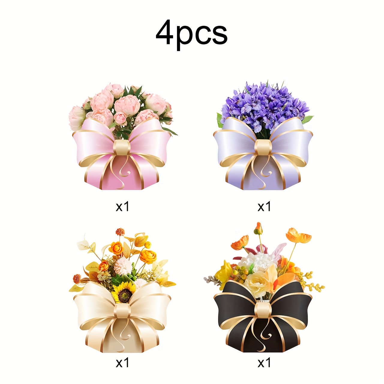 E-shop Geschenk für Sie/Ihn 4-teiliges neues Schleifen-Design Party Geschenkbox Verpackung, geeignet für Blumenverpackung, Party Blumenarrangement
