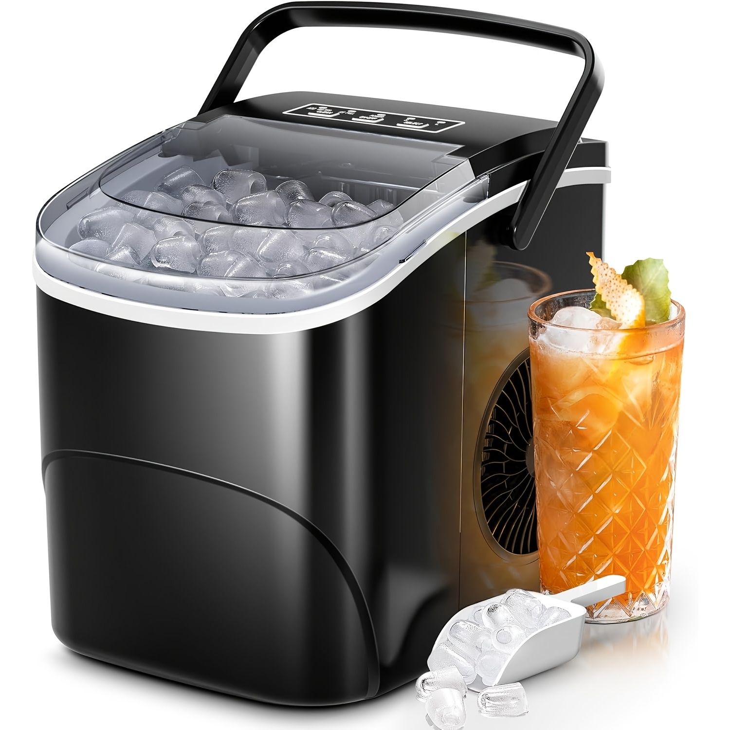 TEMU Pebble Ice Maker Machine With Pellet Ice, 35lbs Ice, Desktop Ice Maker, Ice Maker Machine With Self-cleaning, Soft Chew Ice Machine, Ice Makers