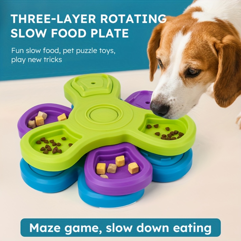 Dog Slow Feeder Bowl Three-Layer Flower Rotating IQ Pet Sniffing Obstacle IQ Training Slow Feeder