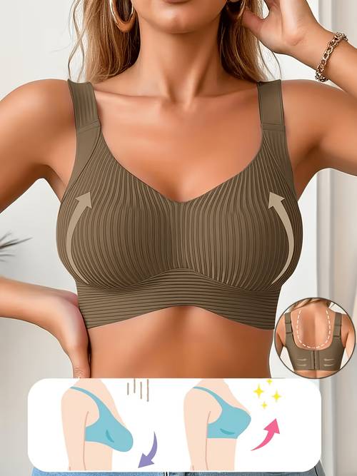 1pc womens plus size push up bra with breathable fabric adjustable thin straps wireless seamless and removable padding sports bra with gathering and chest support breathable quick dry fabric in multiple colors provides firm lif