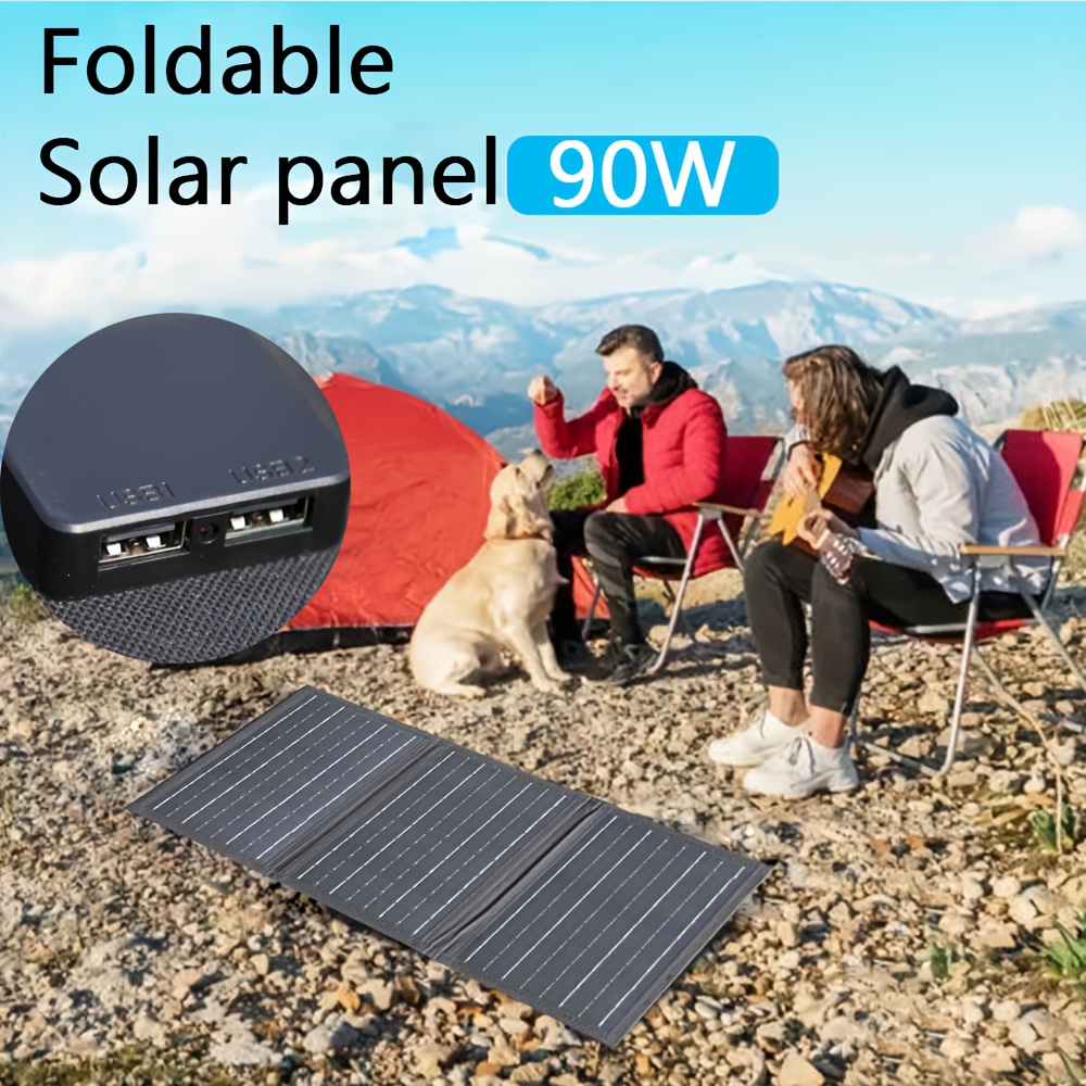 1pc Panneau Solaire Pliable avec Double Ports USB, Chargeur Solaire Portable pour Téléphones et Accessoires, Idéal pour le Camping, la Randonnée, le Vélo et les Pique-niques, Batterie Solaire Externe