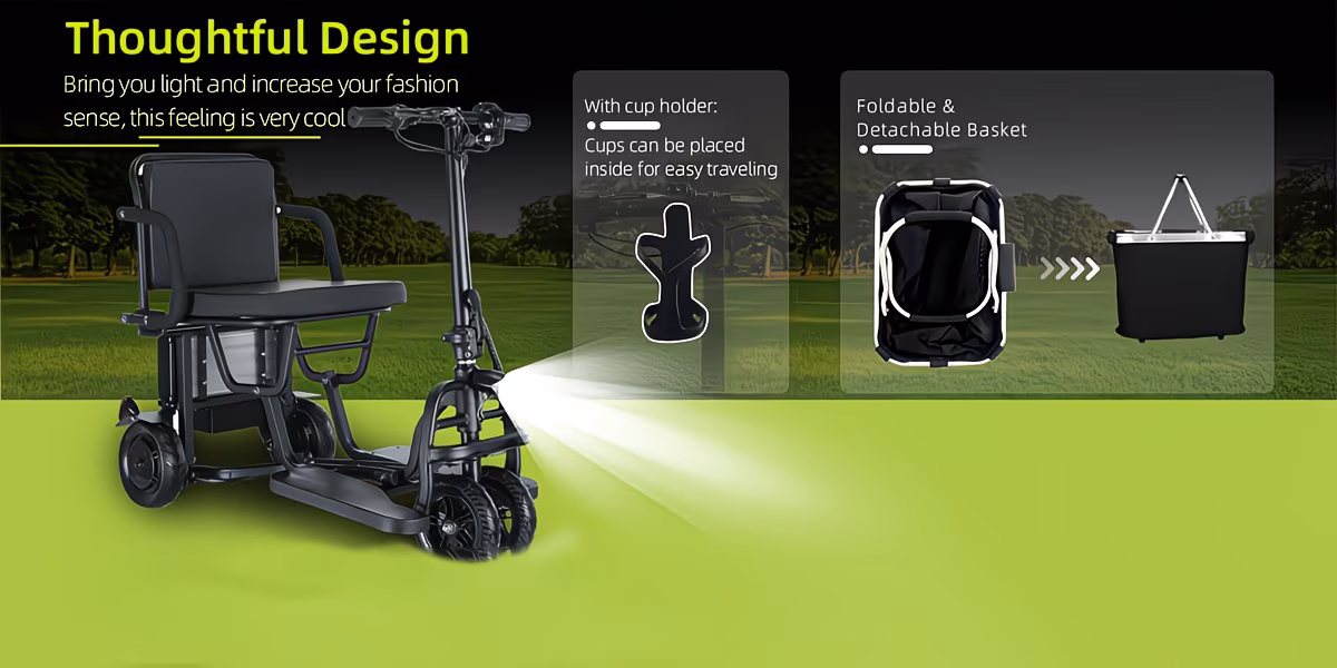 mobility scooters for seniors 300lbs airline approved 20 miles electric scooter 9 3mph speed dual front wheels ultra lightweight folding scooter 4 wheel foldable electric scooter Product details 3