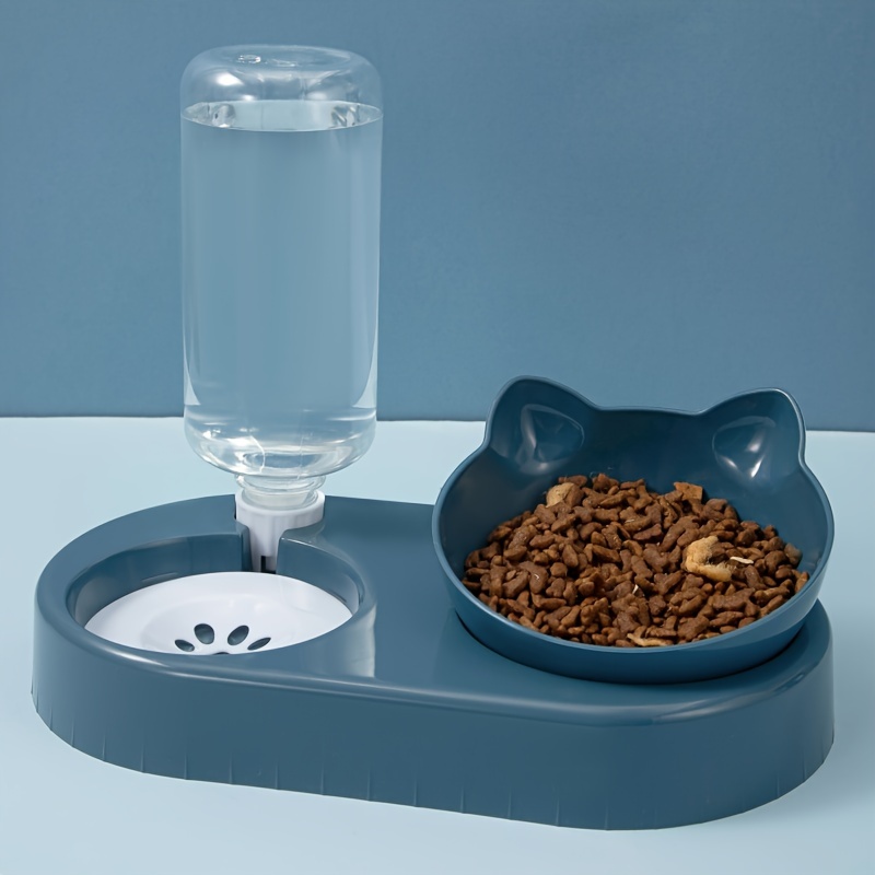 

Bols pour chats en plastique avec distributeur d'eau automatique - Station d'alimentation pour animaux de compagnie avec protection du cou pour chats et chiens, bol intégré pour et les boissons