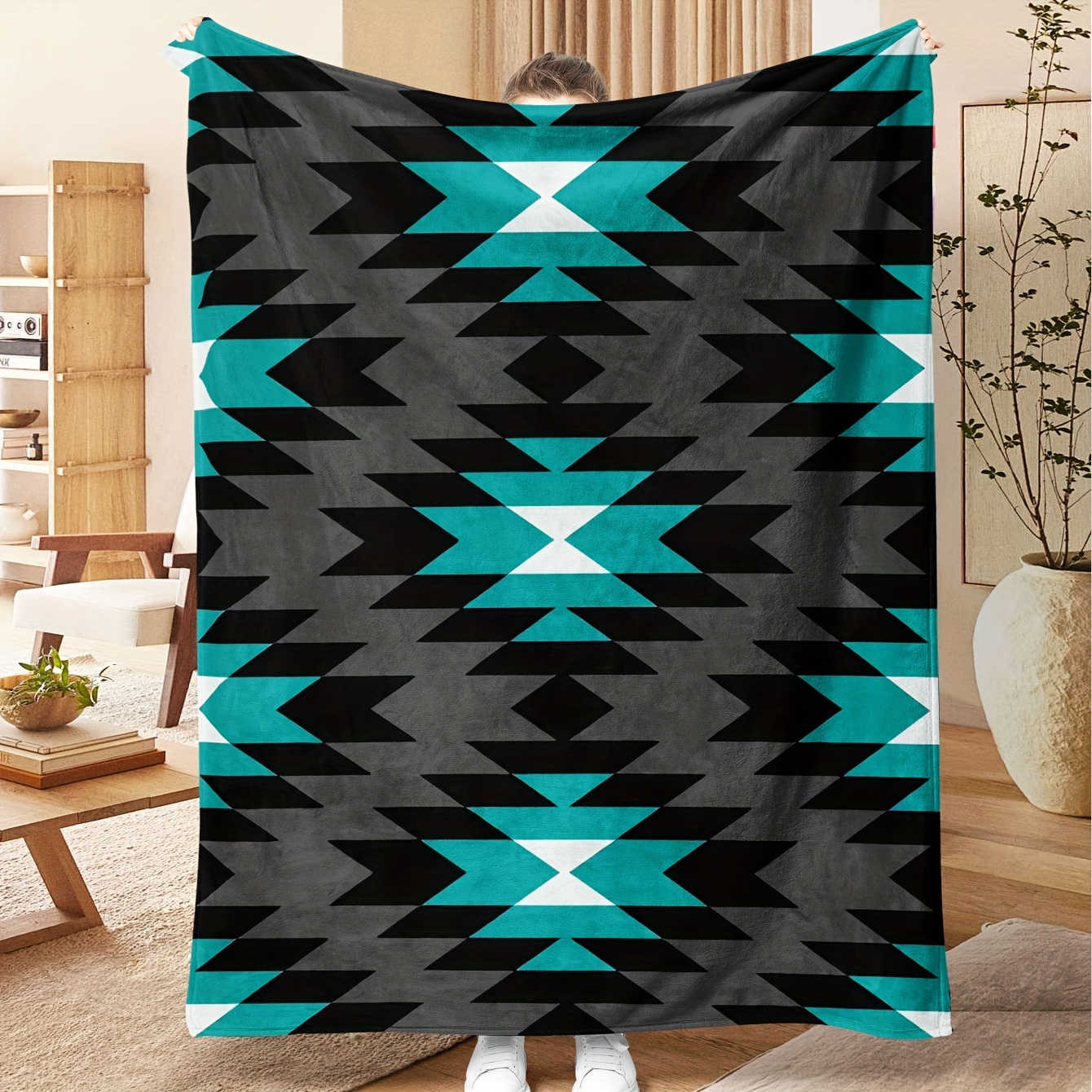 1pc aztec design throw blanket contemporary geometric Temu