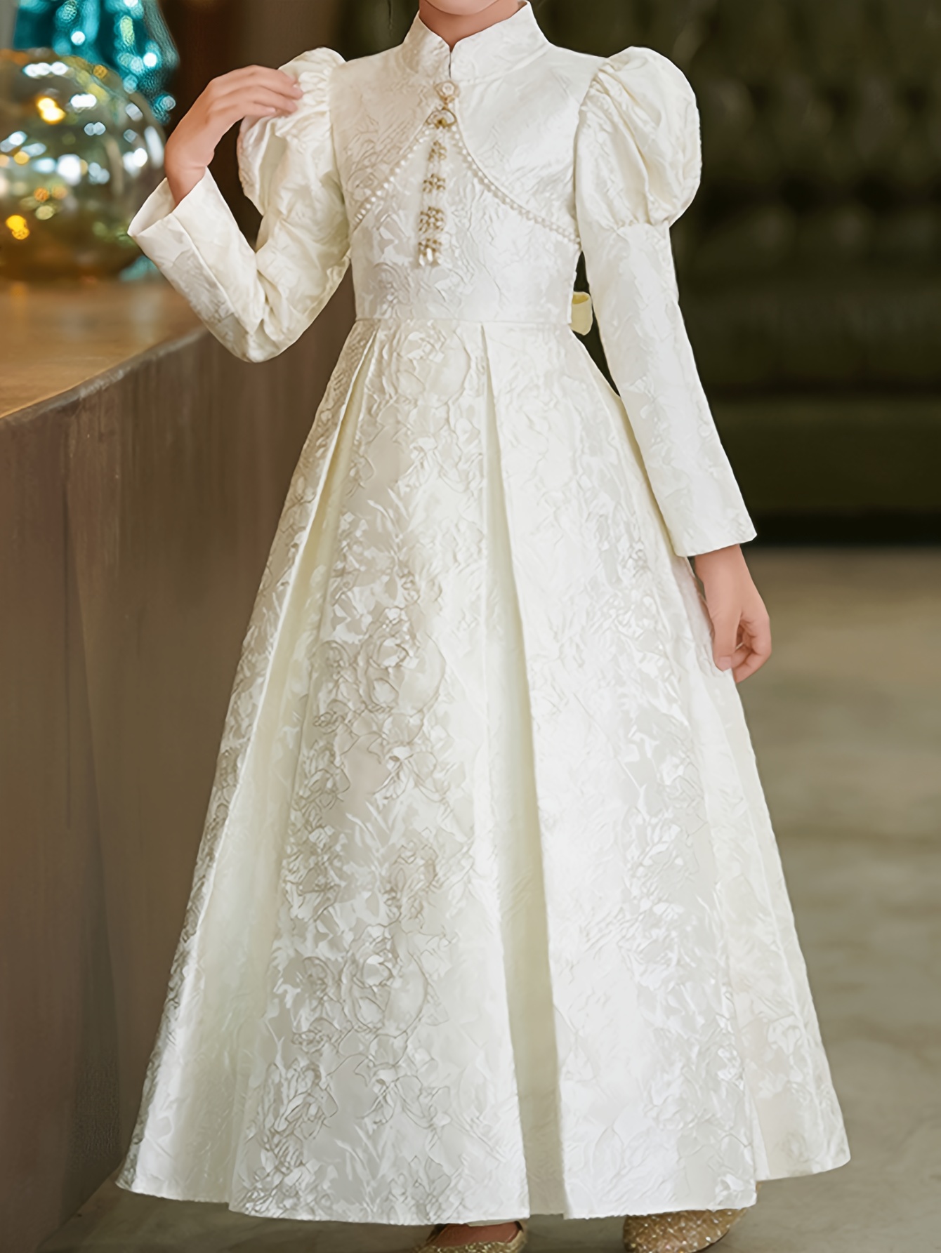 chinese dress ladies Amazon.com: FUSLW Satin Long Sleeve Flower Girls Dresses Elegant Princess  White First Communion Dress with Bow-Knot : Clothing, Shoes & Jewelry main image 0