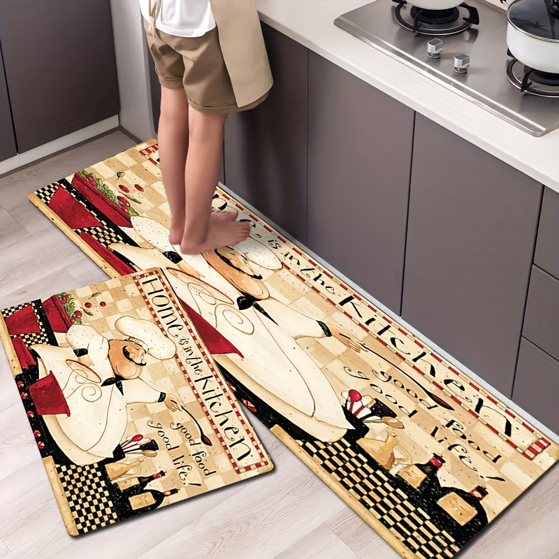 

home Is In The Kitchen" 1.2cm Thick 3d Printed Non-slip Kitchen Rug - Waterproof, Durable, And Easy To Clean - Enhances Room Decor And Protects Floors