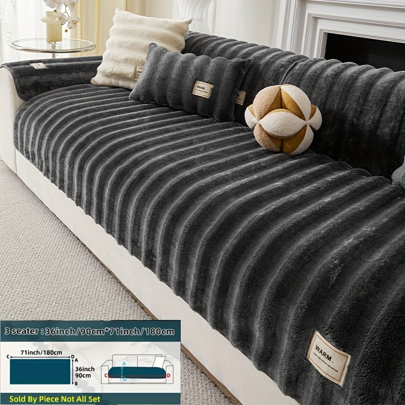 1pc Flannel Plush Sofa Cover, Comfortable Fabric, Use, Anti-slip Sofa Cover, Luxurious Style Sofa Cover, Pet-friendly, Dog-friendly, Suitable For All Sofa Sizes, Machine Washable