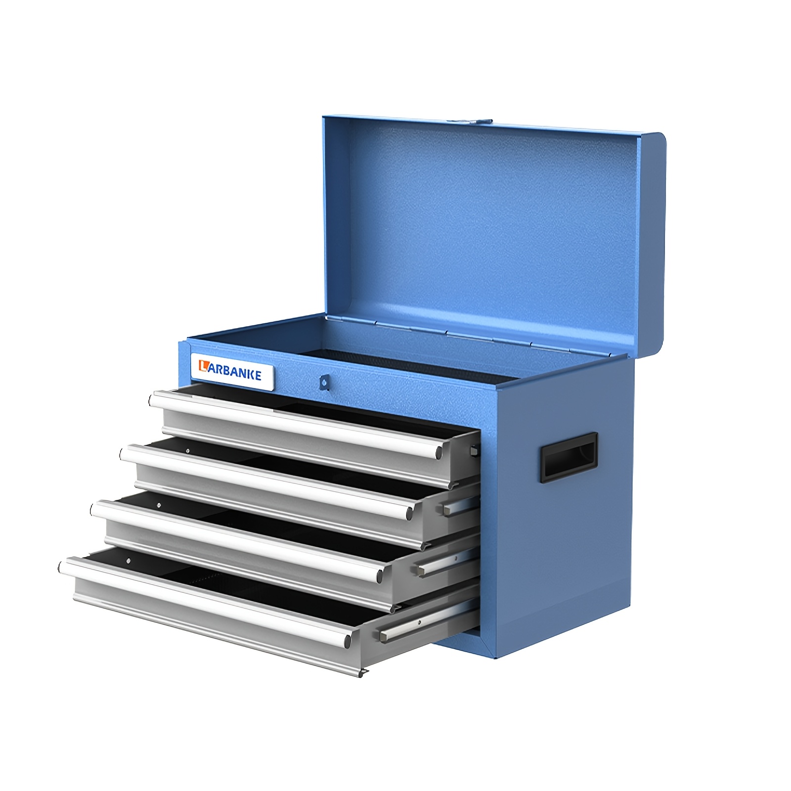 Image of Powder Coated Metal Tool Box With 4 Drawers Portable Steel Tool Chest With Metal Cylinder Lock And Latch Closure, With Liner, Suitable For Garage, Warehouse, And Outdoor Repair Jobs
