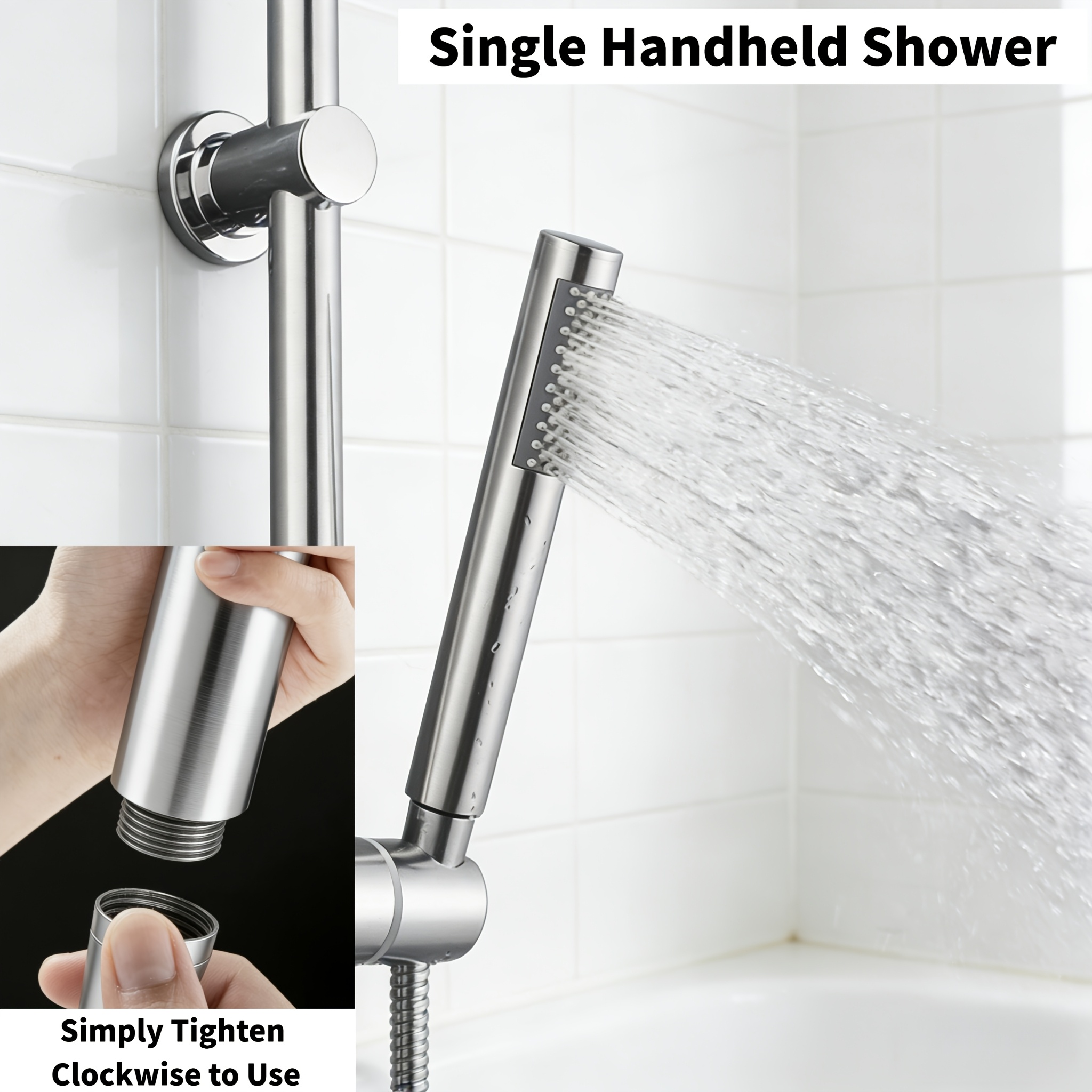 Bathroom Handheld Shower Head, High Pressure Stainless Steel
