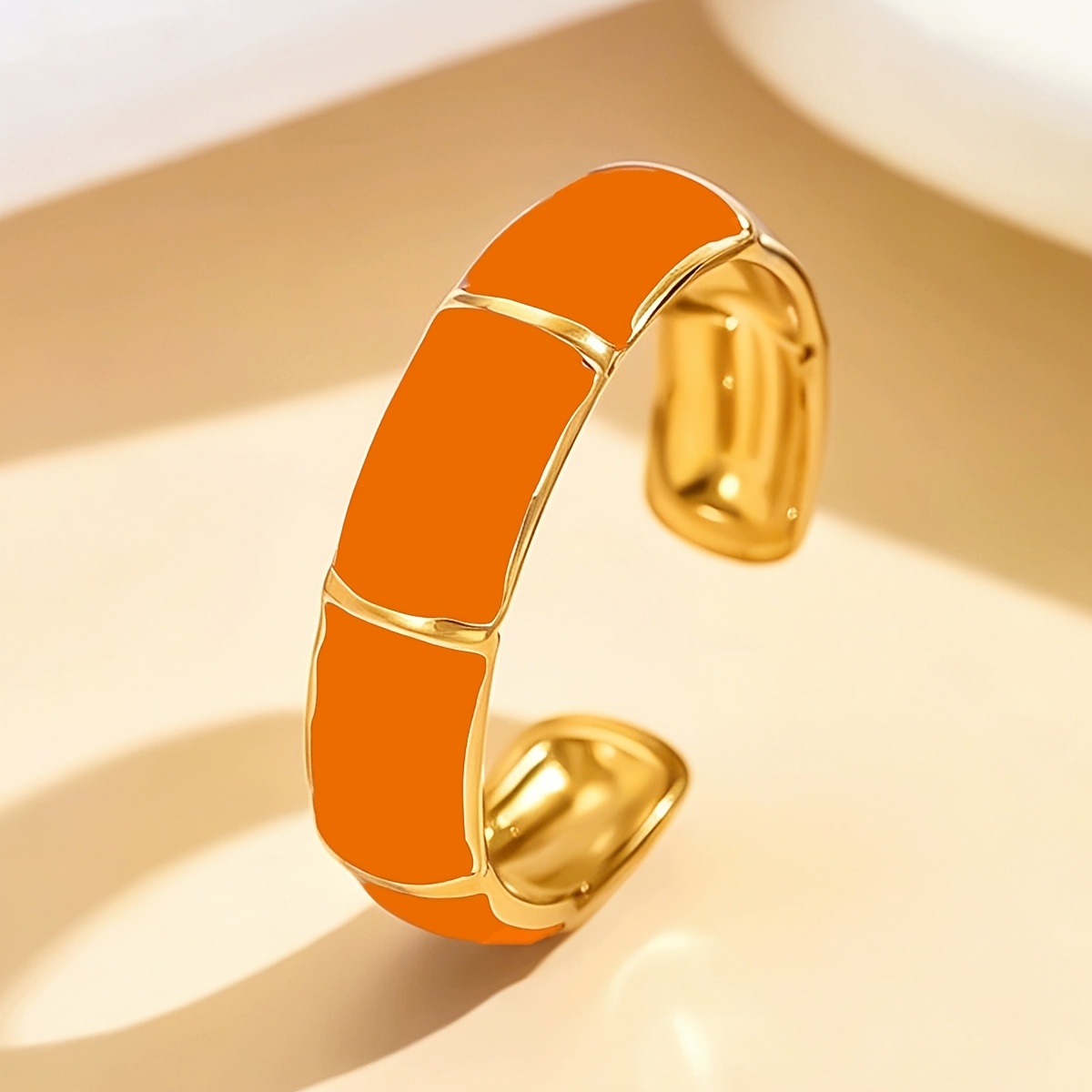 TEMU 1pc Premium Colored Drip Oil Enamel Women's Ring, Adjustable , Easy Elegant Temperament Statement Ring, Stainless Steel Jewelry, Women's Gift,