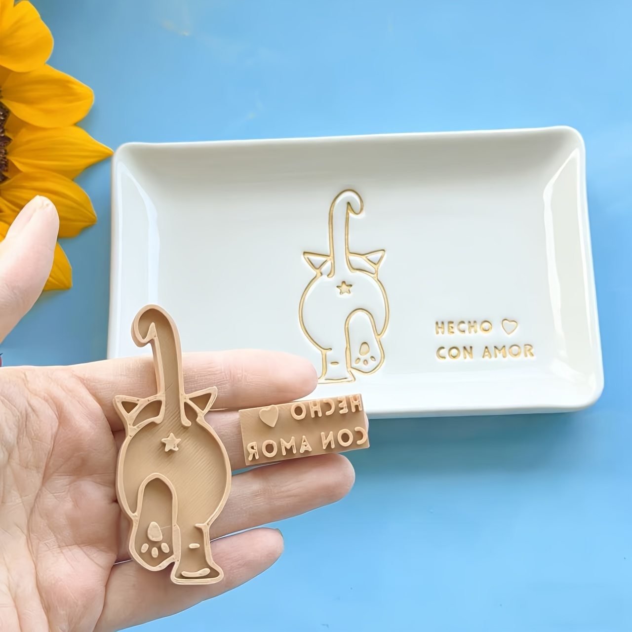 E-shop 2 Stk. niedliche, mollige Katzen-Silhouetten-Ton-Stempel für DIY-Keramikteller, Tassen andere Töpferkreationen. Besonders anfängerfreundlich für