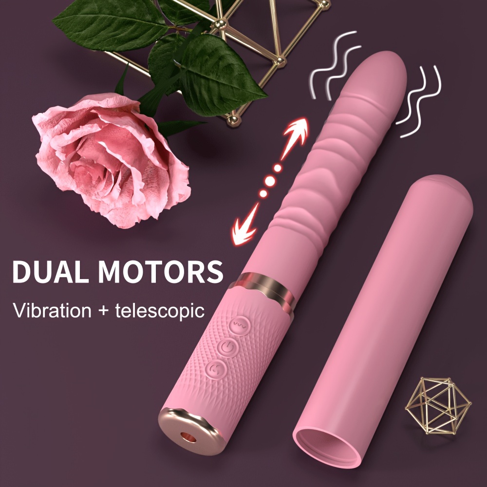 1件粉色双电机逼真推拉式跳蛋震动器带加热功能，性玩具震动器阴蒂刺激器用于肛门刺激，10种模式成人伸缩式震动性玩具，适合女性情侣 商品详情 0