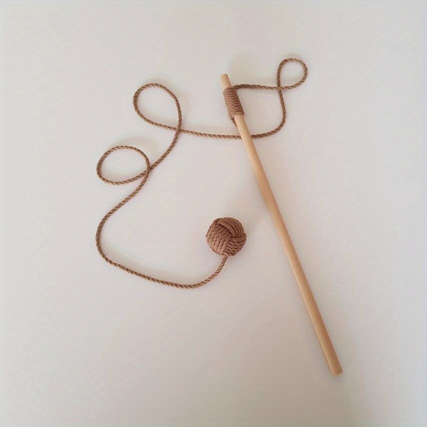 Image of Cat Teaser Stick, Bite-resistant And Boredom- Cat Toy, Double-rope Stick/ (brown/orange/yellow Single-) Optional, Daily Interaction, Enhance , Without Battery