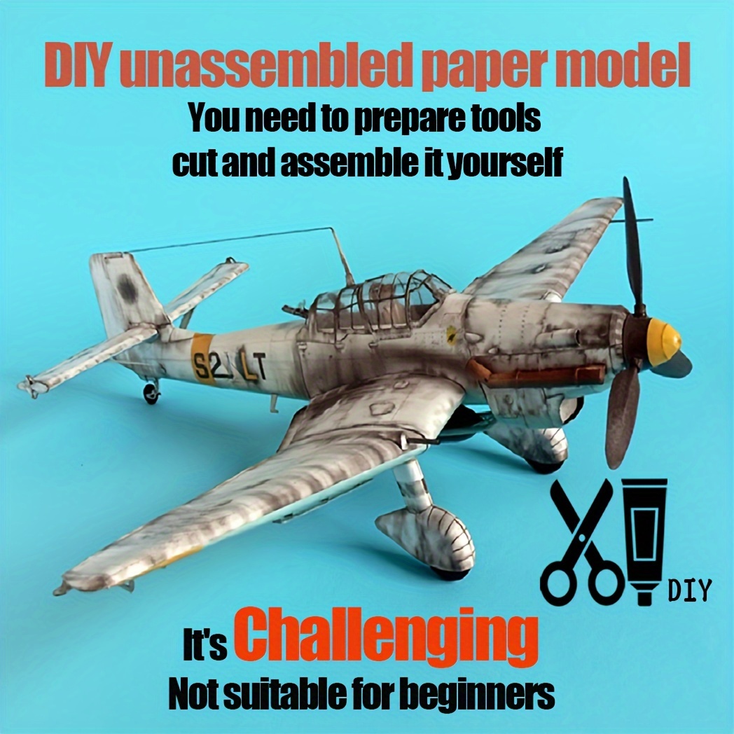 1:33 Paper Model German Ju-87 D-3 Junkers Dive Bomber Aircraft