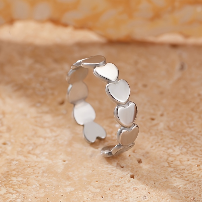Image of 1pc Elegant Stainless Ring For Women – Minimalist , Versatile & Stylish For Casual Attire Or, Heart Charm For Jewelry, Sophisticated Accessory