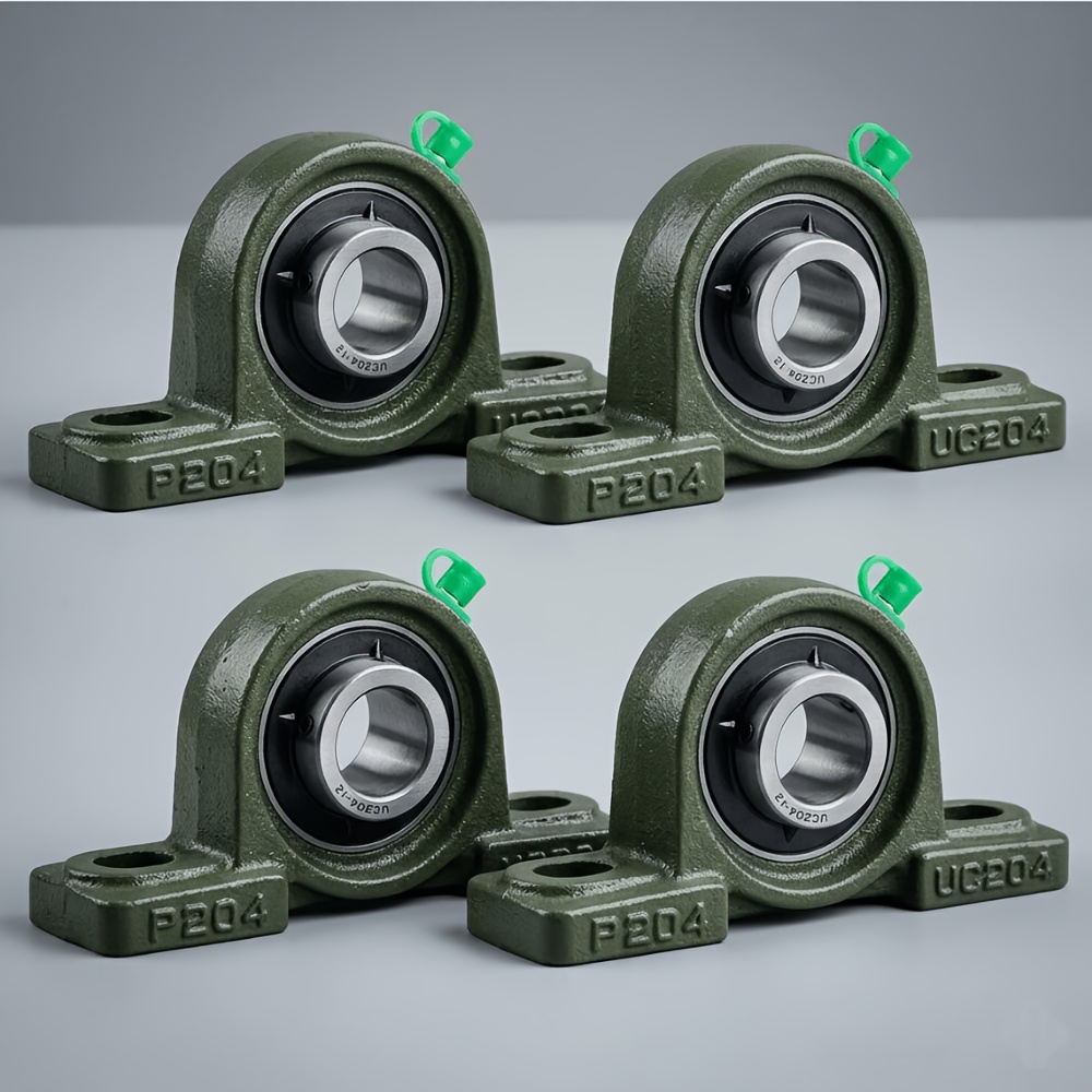 TEMU Set Of 4pcs Mounted Bearings 20mm Shaft Support Ucp204 Self- Cast Housing Units For Mechanical Repair
