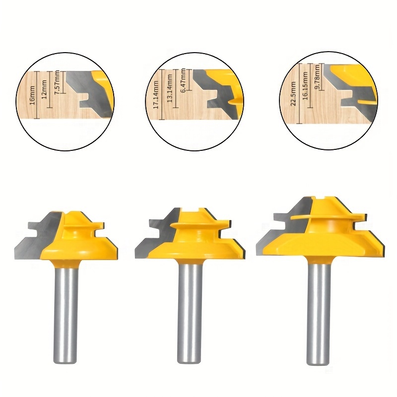 

3pcs Set 8mm Shank 45-degree Dovetail Router Bit, Paneling Cutter, Woodworking Milling Tools, Right Angle Dovetail Cutter