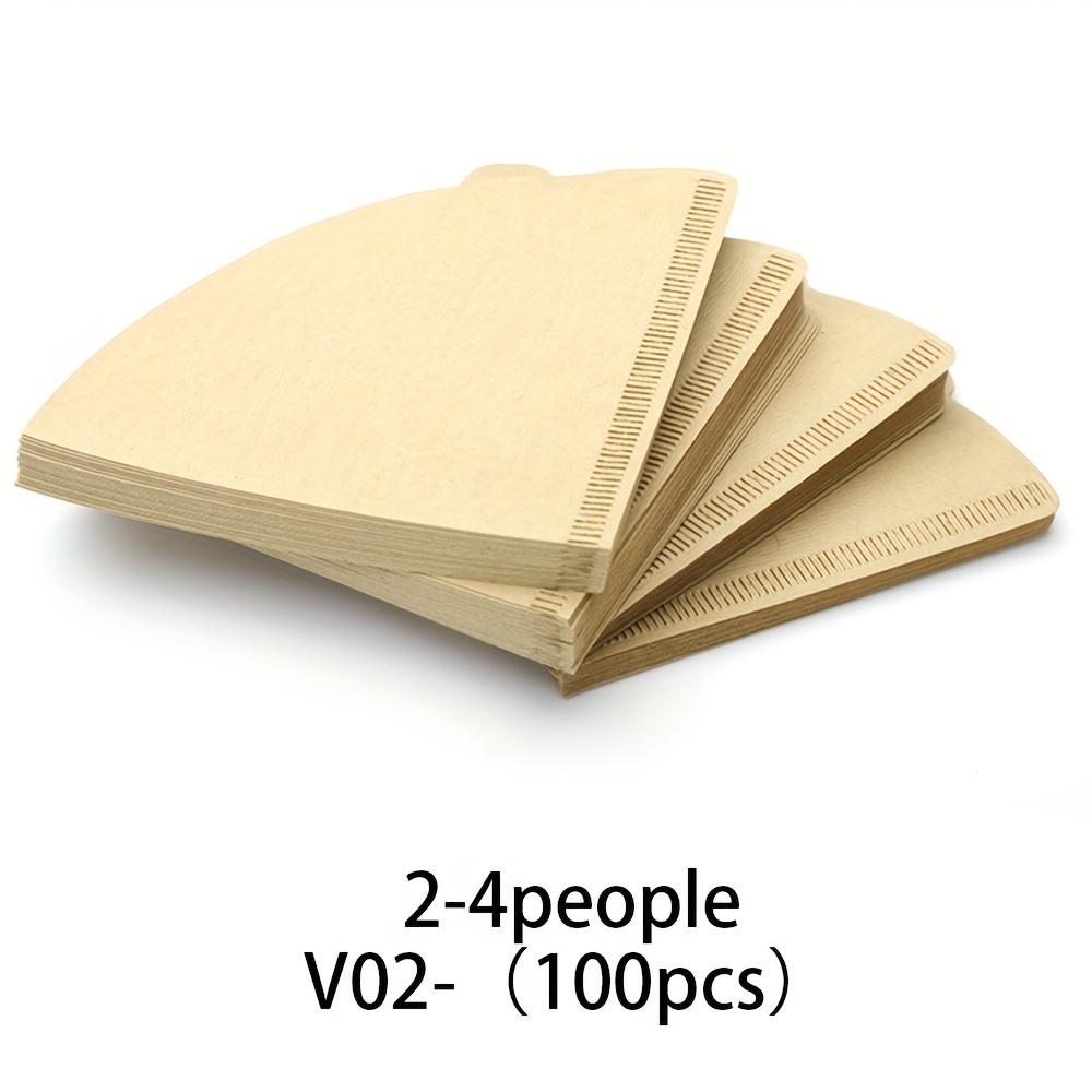 TEMU 100pcs 커피 필터 종이 - 사이즈 01, 02, 자연 종이 커피 필터 종이, 누출 없음, 일회용, 손으로 담가거나 드립 커피 메이커에 적합