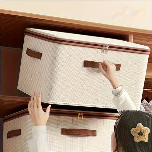 foldable zippered storage box with lid minimalist style hand washable space saving under bed organizer for clothes bedding textiles essential bedroom accessory under bed storage