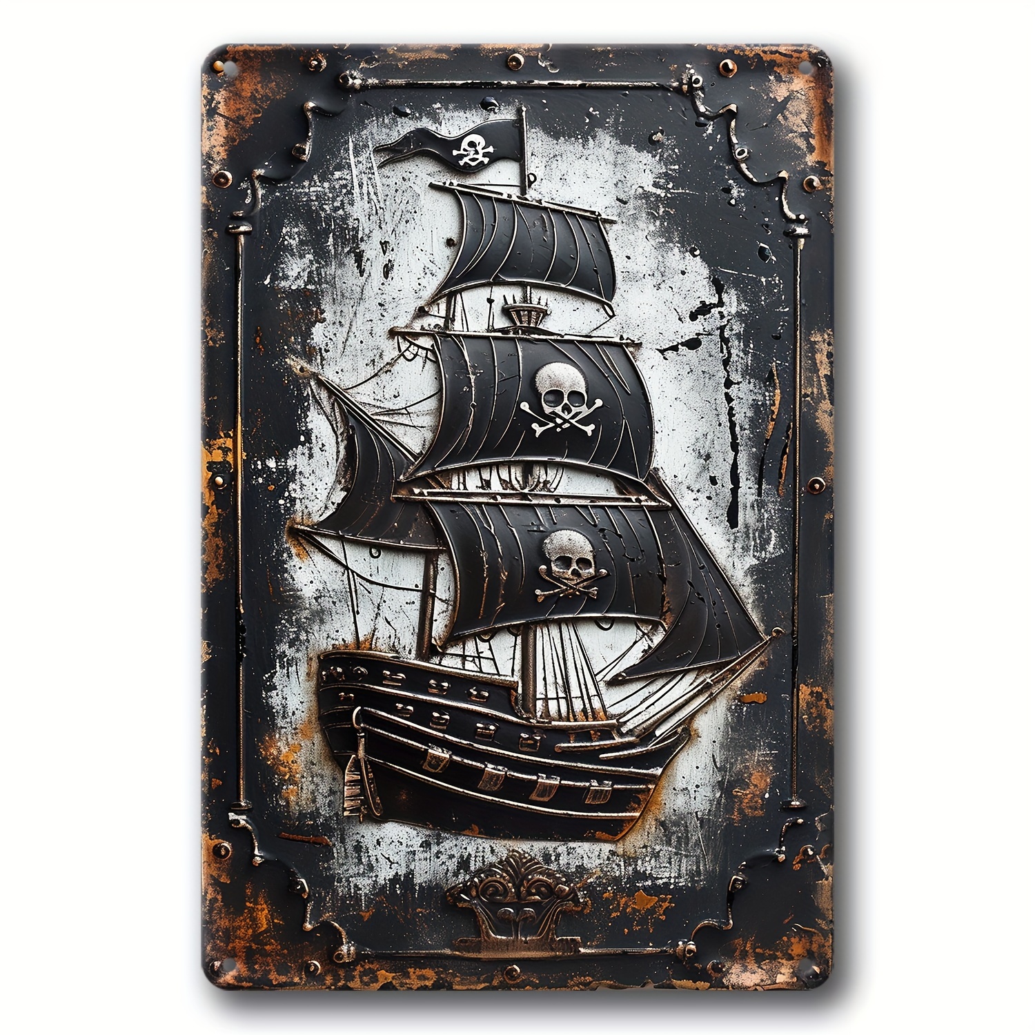 Aluminum Sign Vintage Metal Sign Pirate Ship Sign Antiques - Temu