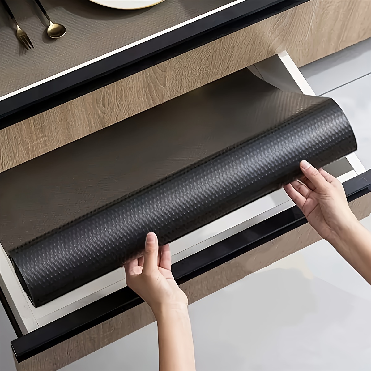 

1 Roll Non-adhesive Eva Shelf Liner - Waterproof, Non-slip Drawer & Refrigerator Mat For Kitchen Cabinets