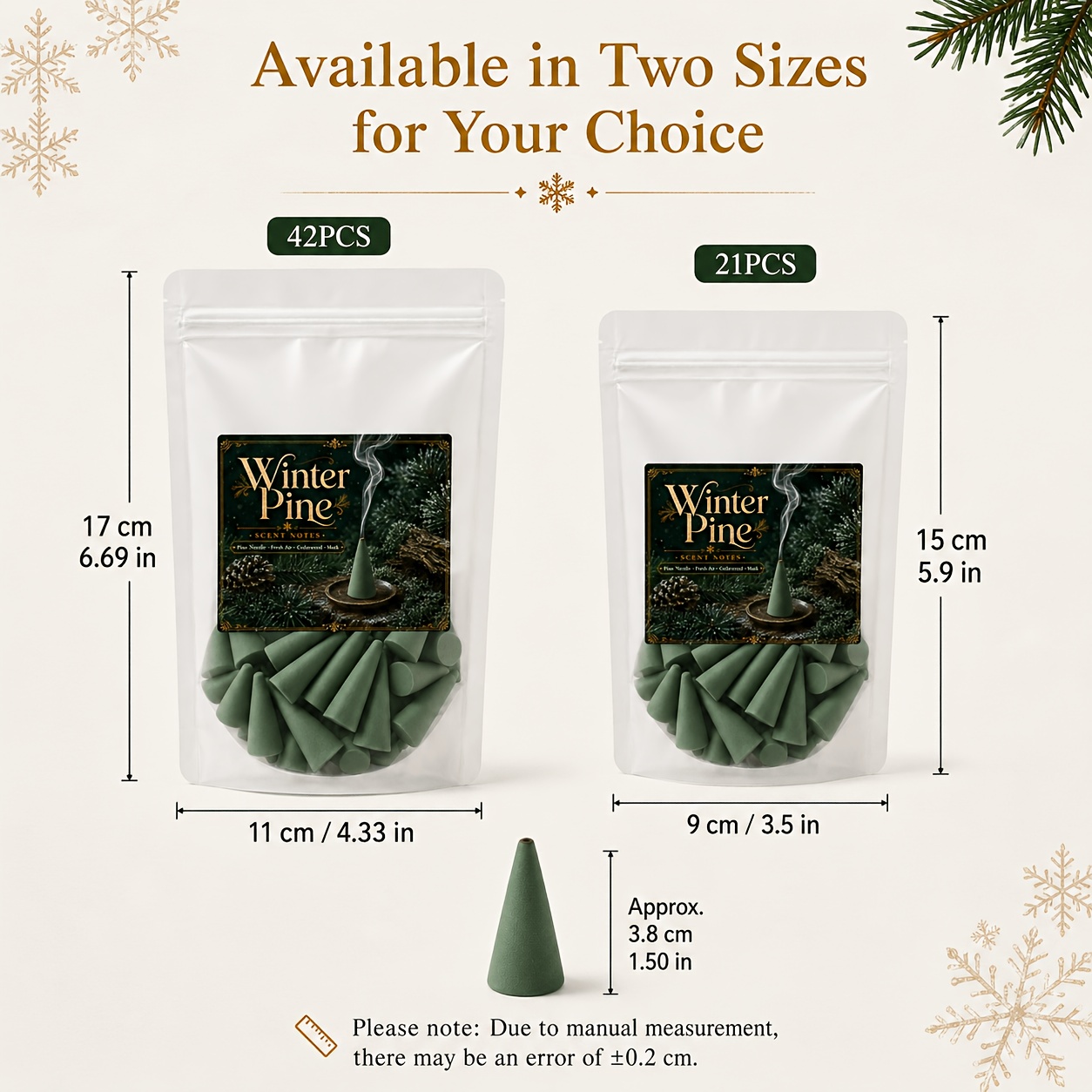 TEMU Winter Pine Incense Cones - Pine Needle, , & Musk Scent, Fragrance For Bedroom, Living Room, Office, And Daily Indoor Atmosphere