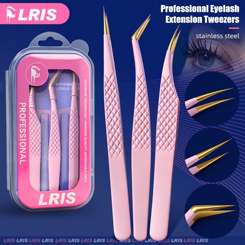 Image of 3pcs Professional Eyelash Extension Tweezers | Stainless Steel, Dolphin-shaped Precision Tweezers With Non-slip Tips, Safe For Skin, Ideal For Professional Eyelash Stylists