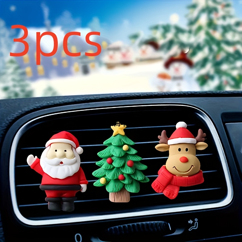 TEMU 3pcs Christmas Car Vent Diffusers, Cute Santa Claus Christmas Tree Reindeer Car Air Fresheners, Cartoon Car Vent Decorations, Christmas Car