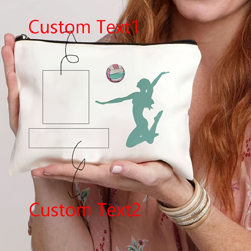 TEMU Cosmetico personalizzabile con tema di pallavolo con design "Annabella" - Lavabile in lavatrice, accessorio da viaggio , regalo per le squadre