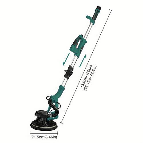 810w electric drywall sander with vacuum auto dust collection folding handle designed variable speed 500 2100rpm with 18pcs sanding discs detachable sander led light extension handle wall polisher eu plug
