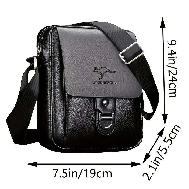 Sacoche Bandoulière Homme – Messenger Cuir Kangourou Sacoche - Adaptée aux quatre saisons - Sac à bandoulière unisexe carré pour hommes, sac bandoulière, imprimé kangourou vertical décontracté, sac messager portable pour voyage d