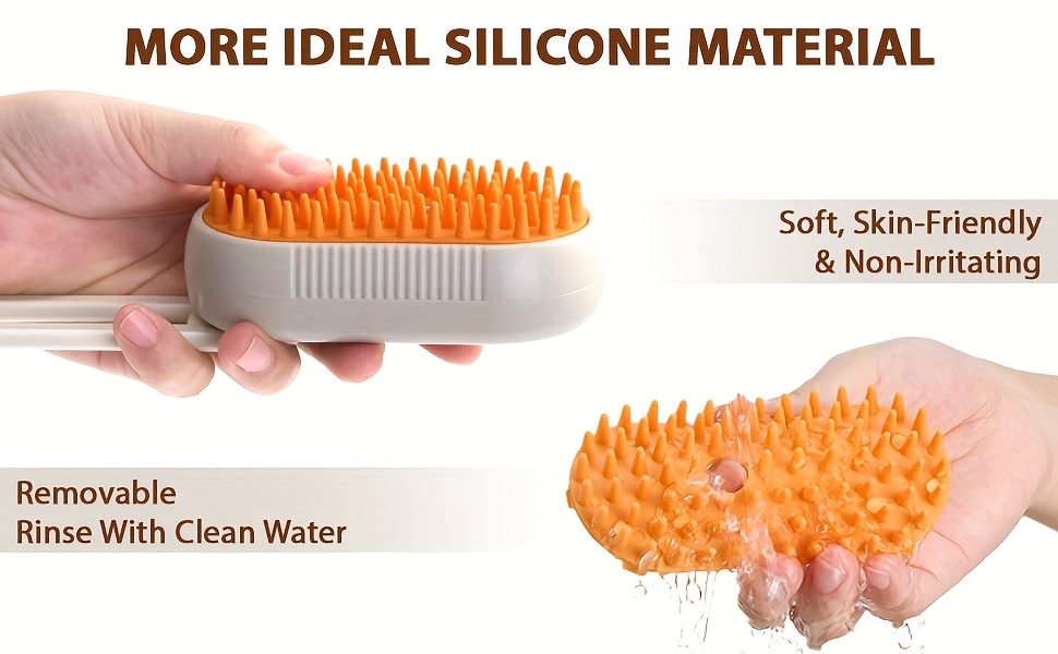 2件套猫用蒸汽刷，可充电式猫狗蒸汽刷，防静电猫用喷雾刷，按摩、清洁、脱毛、梳理，一站式服务！[白色和咖啡色] 商品详情 7