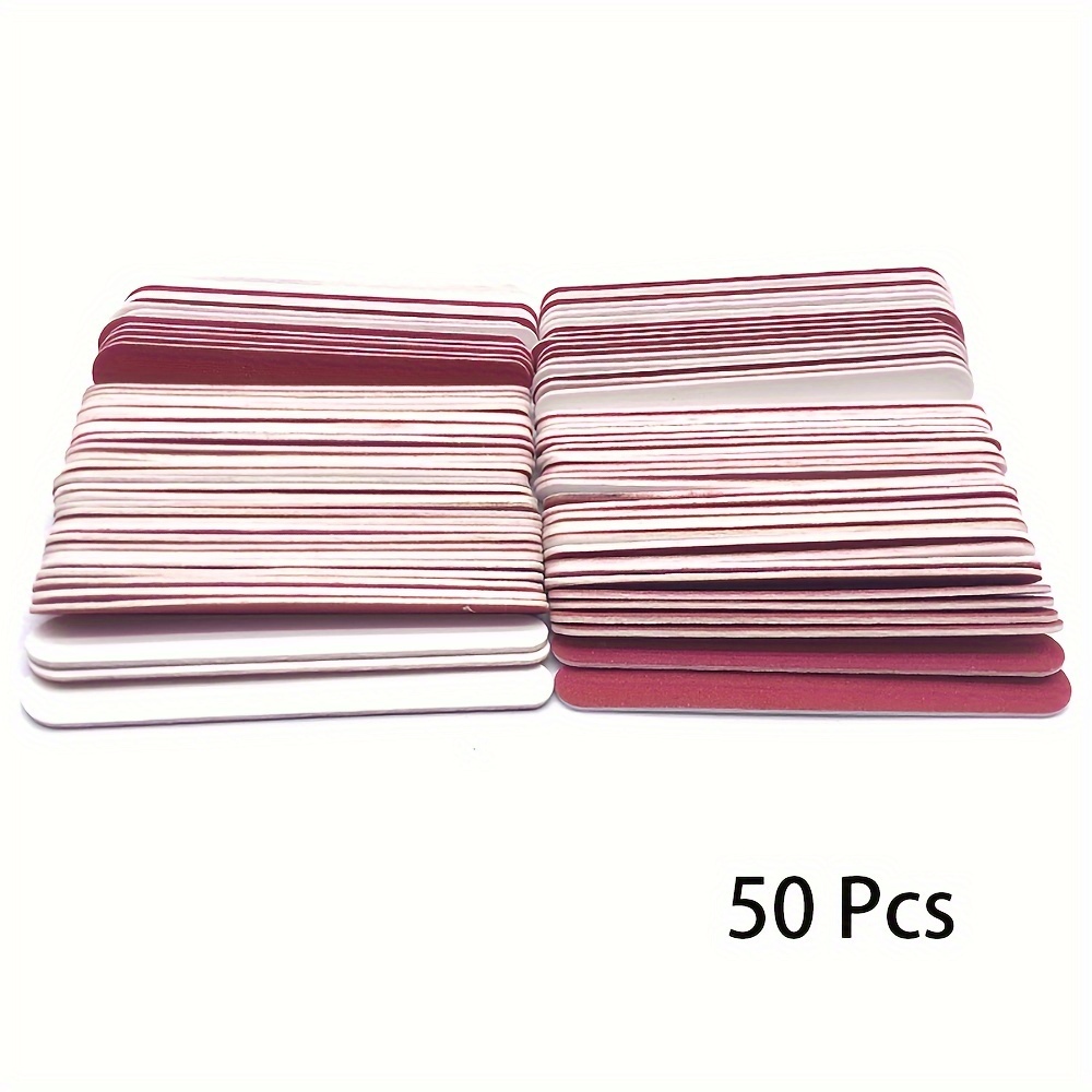 Image of 50pcs Jearlyu Double-sided Nail Files - Sandpaper, Straight Edge For Manicure & Pedicure, Professional & Personal Use