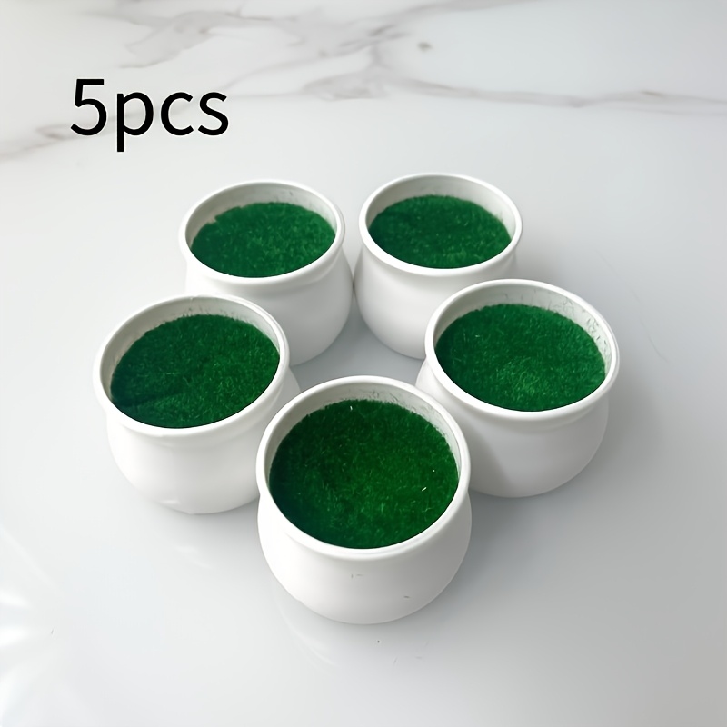 5pcs White Plastic Flower Pots With Felt Foam - Mini Oval Planters Suitable For, Office, - Durable Tabletop Pots For Small Plants, Herbs, Succulents