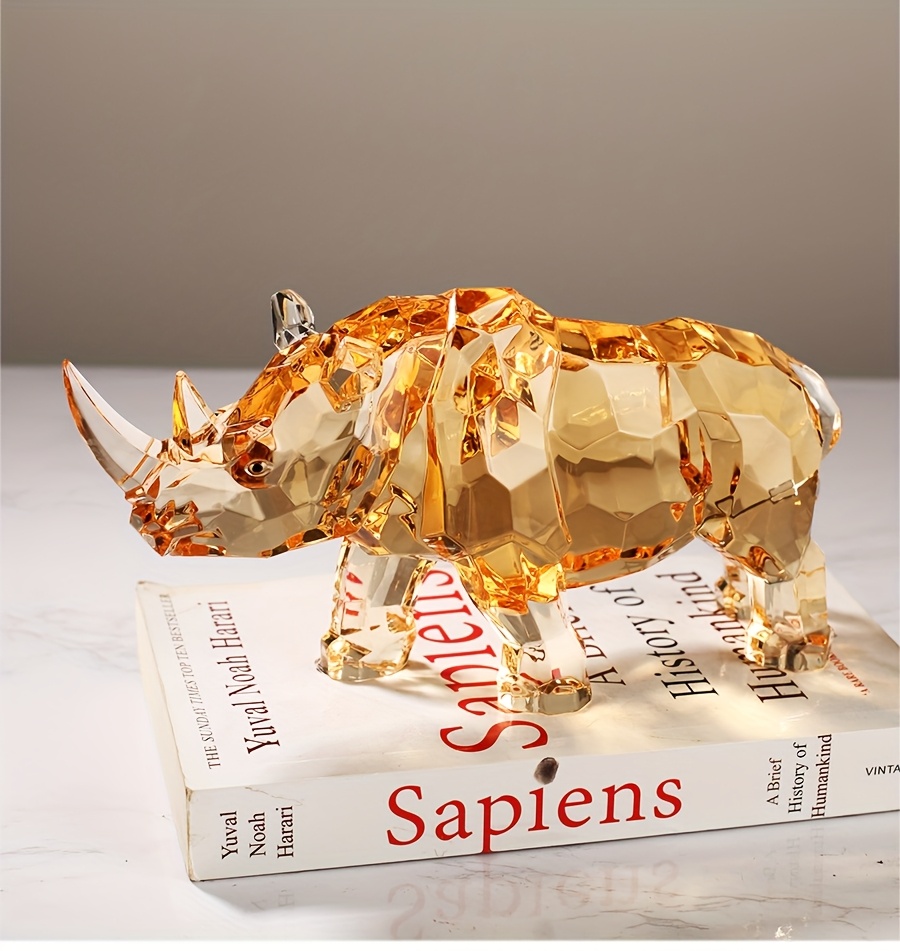 Golden Acrylic Rhinoceros Statue Overview
