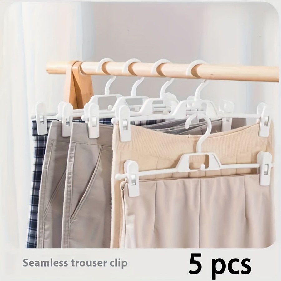Adjustable No-drill Plastic Pants Hangers For Balcony & Wardrobe - Wind-resistant Durable Clothes Hangers With Secure Clips, Space- Design For Jeans, Pants, Skirts