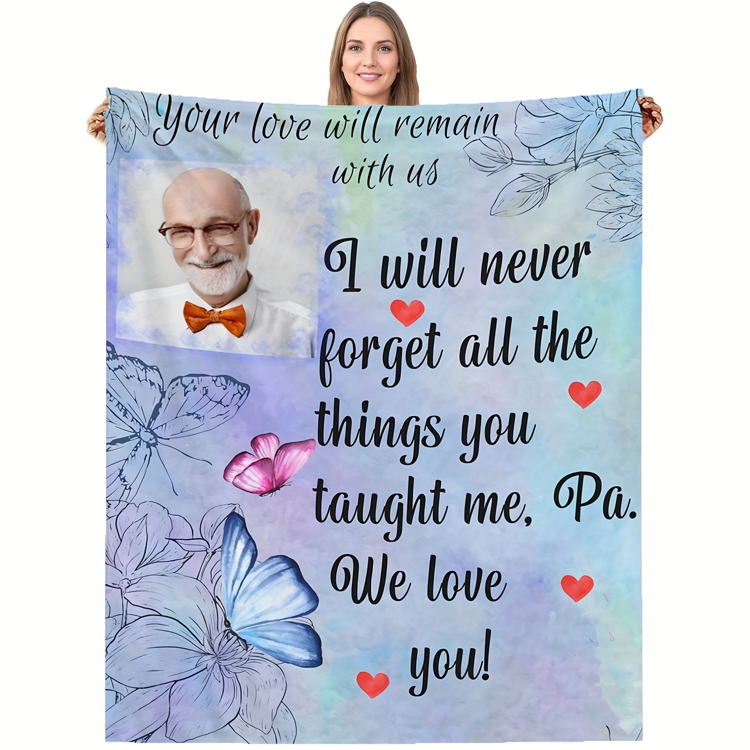 

Personalized Photo Blanket - Soft Flannel, Custom Gift For All Seasons, Vintage Style