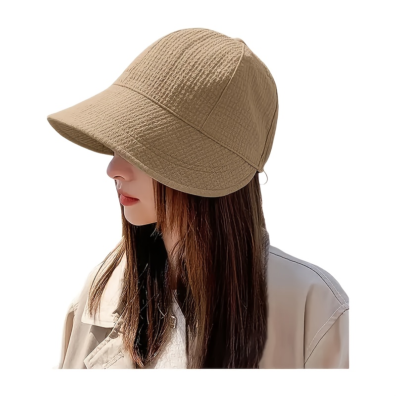 TEMU 1pc Of Women's Summer Sun Hat, Foldable Wide-brimmed Hat, Adjustable Outdoor Beach Hat, Wide Brim Outdoor Summer Bucket Hat
