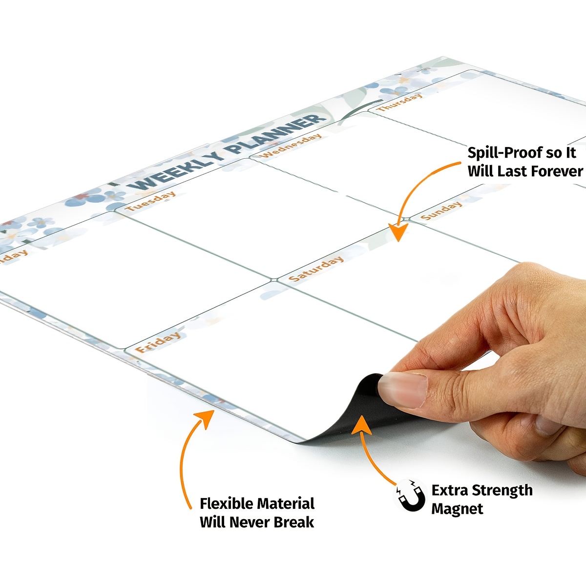 1pc floral botanical magnetic dry erase whiteboard for fridge   monthly weekly planning     magnets pvc rectangular shape cleaning calendar details 9