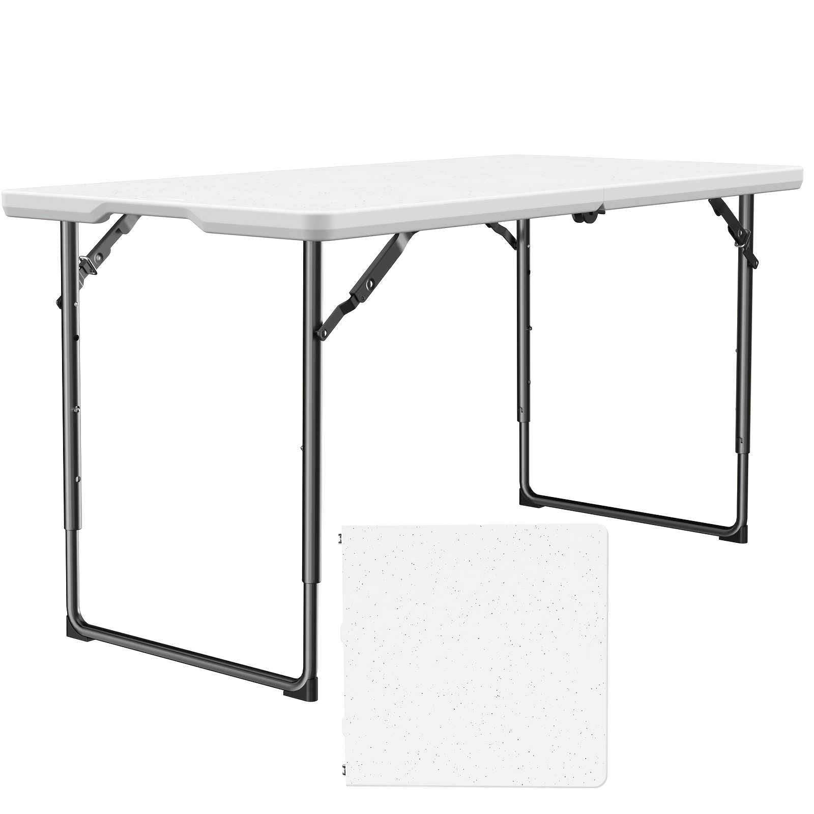 TEMU Office Tables Computer 2.5/4/5 Feet Folding Table | With Metal Legs, Sturdy And Durable. The Plastic Tabletop Is Easy To Clean. In Colors