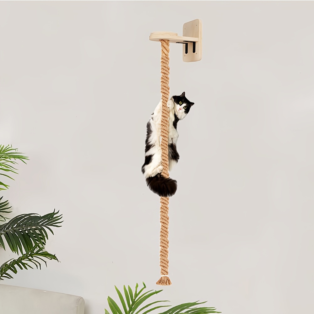 

Cat Climbing Tower, Yellow Rope, Wall-mounted Cat Scratching Post For Feline Fun And Exercise