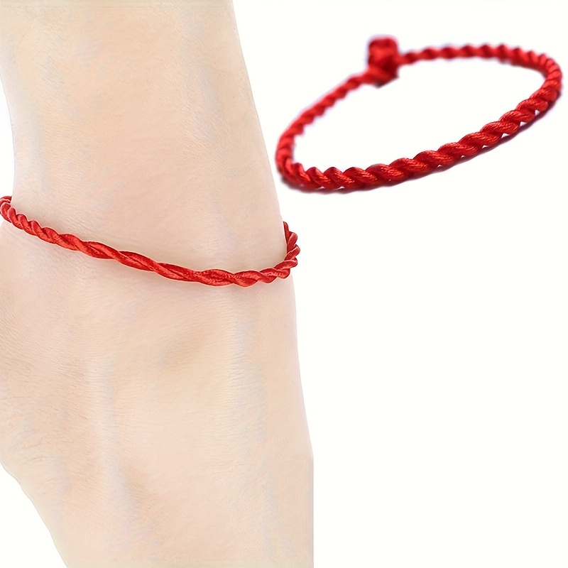 2pcs Handmade Red String Bracelet Anklet Set, Zodiac Lucky Gift