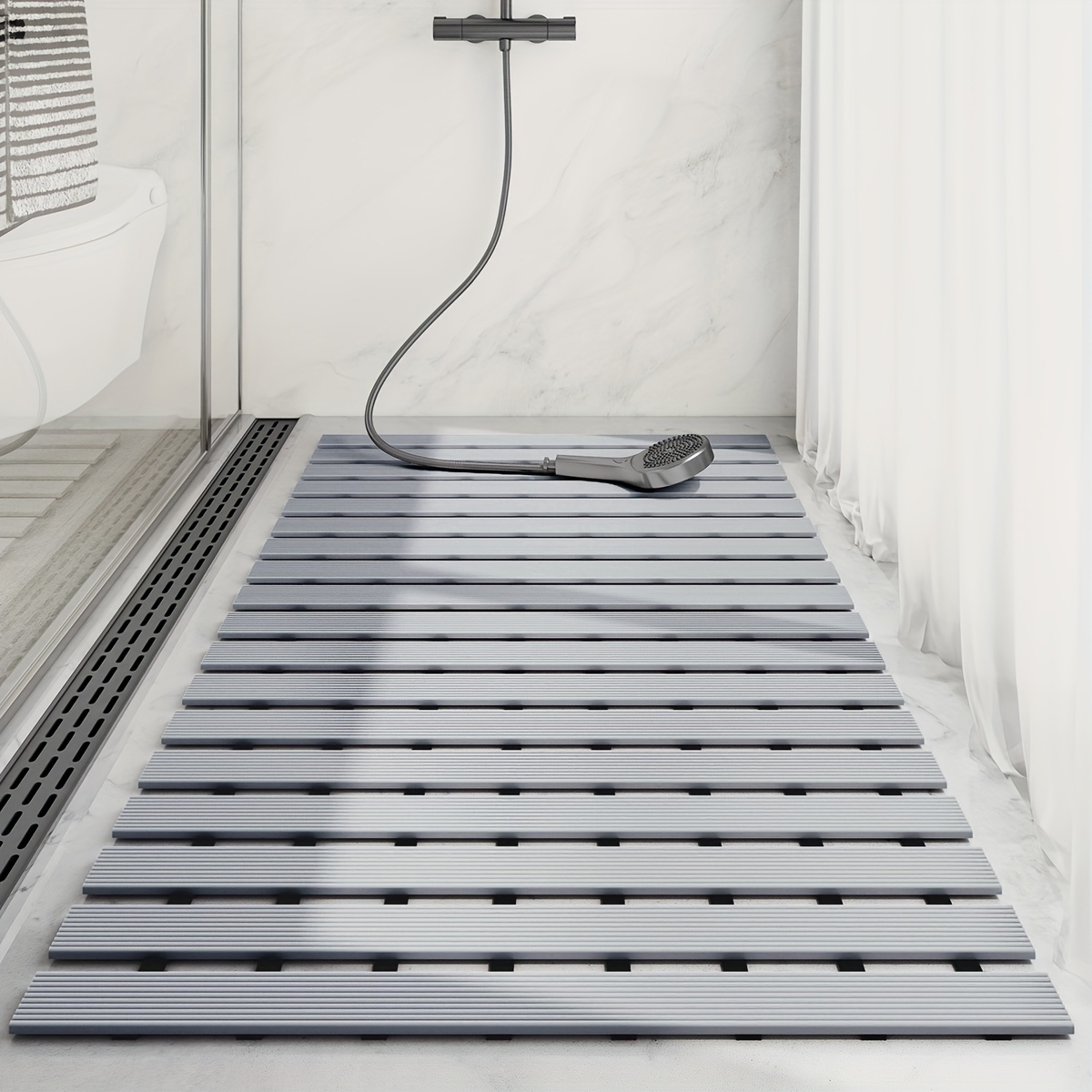   non slip bathtub mat   suction cup bathroom mat pvc black white striped ideal for shower and bathtub safety shower mat Product details 2