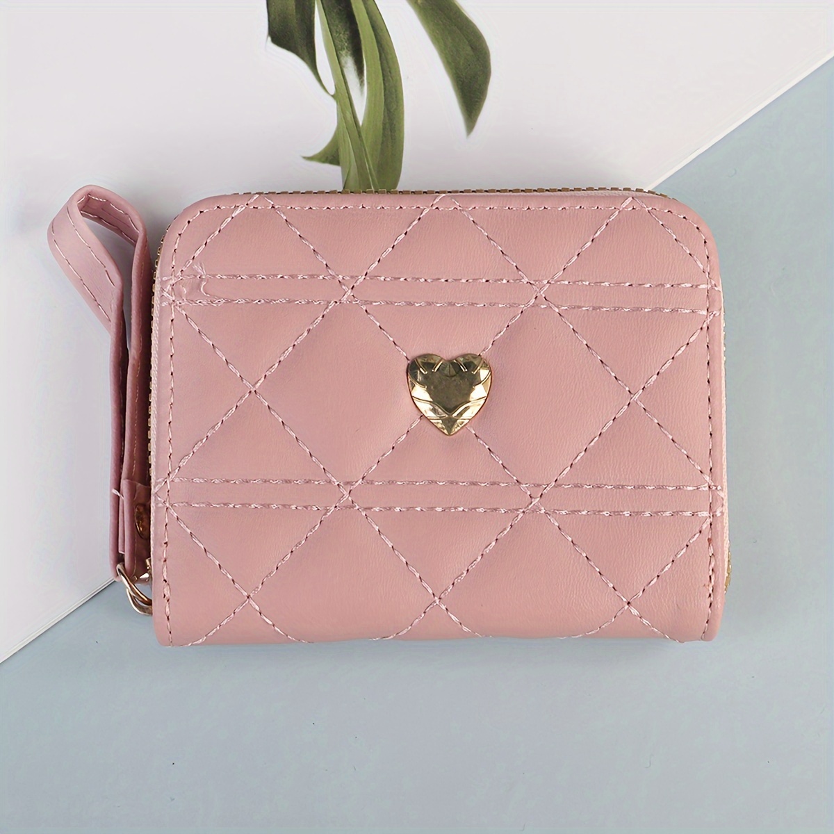 1pc 패션 하트 패턴 지퍼 코인 지갑 폴리에스터 안감이 있는 작은 멀티 카드 홀더 지퍼 클로저가 있는 혼합 - Temu  Republic of Korea