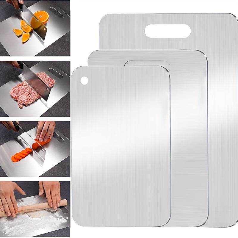 

Titanium Cutting Boards Pure Titanium Cutting Boards For Kitchen - Hygiene Durability, Double Sided Titanium Cutting Mat Silver