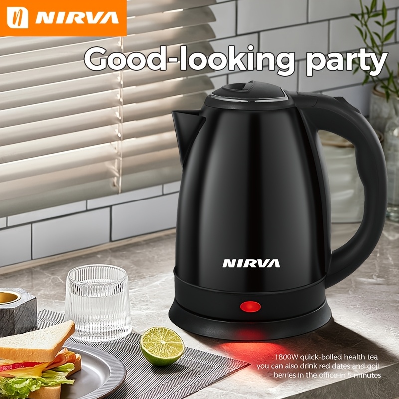 Image of Nirva Electric Kettle, 1500w Fast Boil 1.5l Capacity, Boil Dry & Protection, Auto Shut-off, Stainless Steel Inner, Cordless Base For Home Kitchen Office Boiling