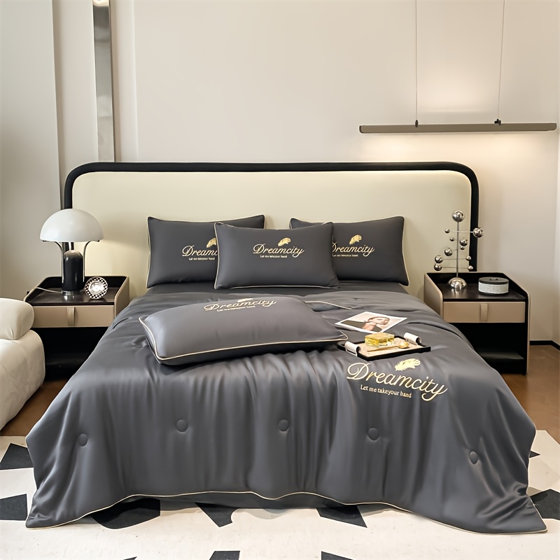 TEMU 1 Summer Cooling Quilt, 1 Summer Lightweight Quilt (pillowcases Not Included). Luxurious Cooling Fiber Fabric Embroidered Comfortable