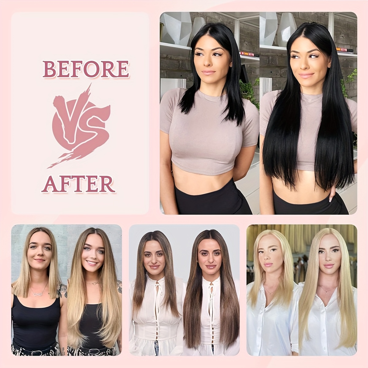   hair hair extensions clip in 8pcs 18 clips synthetic fiber seamless 23 long straight   details 2