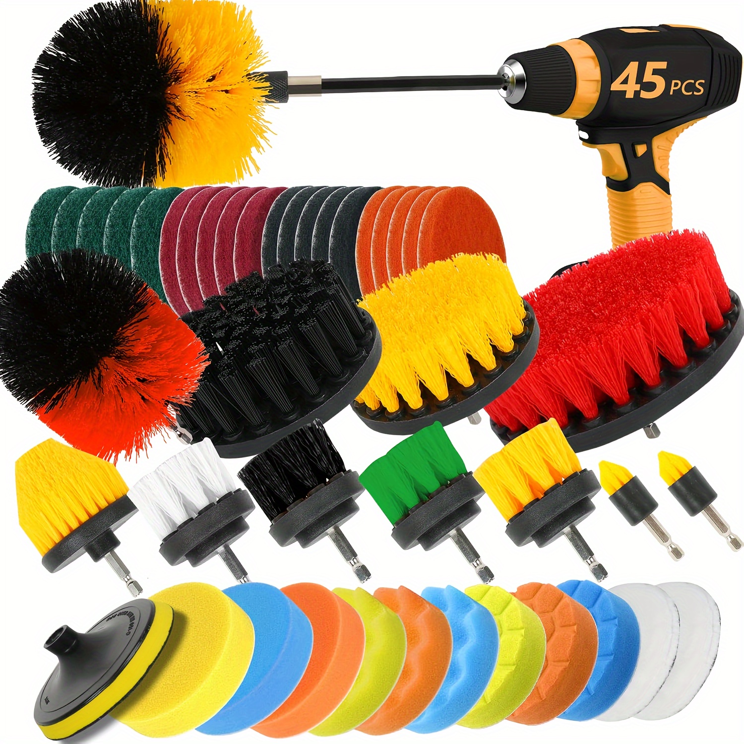 

45pcs/11pcs Set, - Cleaning Set, , Pad, , Car Polishing Pad, , Suitable For Bathroom , , , Car